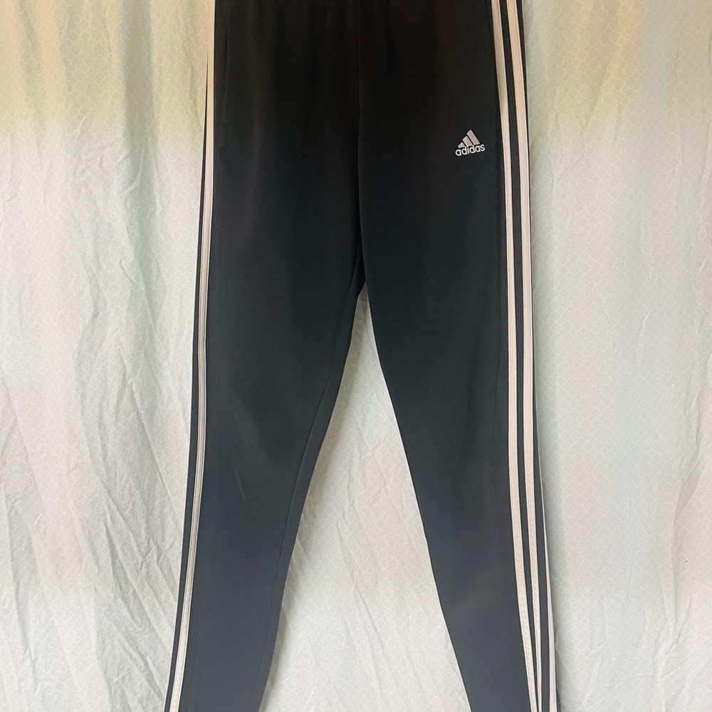 Adidas Kids Black Joggers with White Stripes